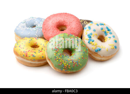 Gruppe von glasierten Donut Farbe isoliert auf weiss Stockfoto