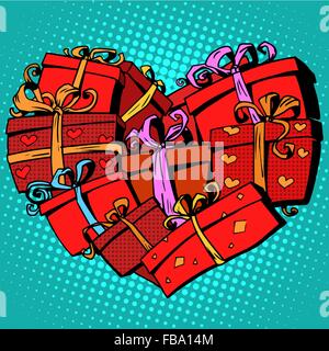 Kästchen Geschenk in Herzform Valentinstag Stock Vektor