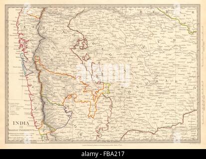 BOMBAY (MUMBAI) VORSITZ UND HYDERABAD. Aurangabad; Bijapur. SDUK, 1844-Karte Stockfoto