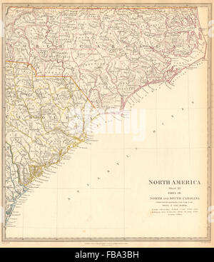 USA. Küste North & South Carolina. Charleston.Cape Hatteras. SDUK, 1844-Karte Stockfoto