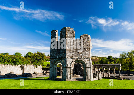 Mellifont Abbey, County Louth, Irland - 25. August 2010: Mellifont Abbey war die erste Zisterzienserabtei in Irland gebaut werden. Stockfoto