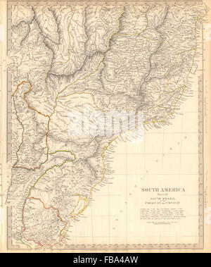 SÜD-BRASILIEN-PARAGUAY-URUGUAY. Bahia Minas Gerais Sao Paolo. SDUK, 1844-Karte Stockfoto