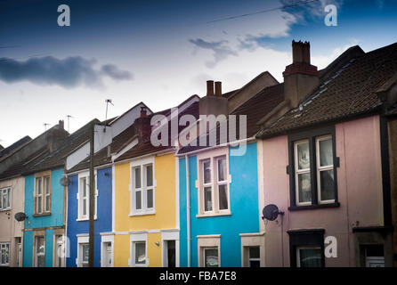 Bunte Häuser in der Totterdown Bezirk von Bristol UK Stockfoto