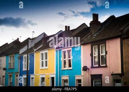 Bunte Häuser in der Totterdown Bezirk von Bristol UK Stockfoto