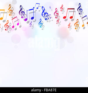 abstrakte hellen Hintergrund mit mehrfarbigen Musiknoten Stockfoto