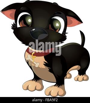 schöner schwarzer Hund auf weißem Hintergrund Stock Vektor