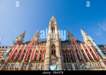 Das neugotische Rathaus (Town Hall) in Wien, Österreich Stockfoto