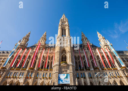 Das neugotische Rathaus (Town Hall) in Wien, Österreich Stockfoto