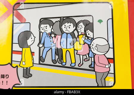 Japan, Honshu, Tokio, U-Bahn soziales Bewusstsein Poster Stockfoto