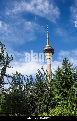 Die CCTV-Tower, China Central Television tower, Peking, China.and ist es das höchste Bauwerk in Peking. Stockfoto