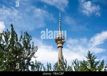 Die CCTV-Tower, China Central Television tower, Peking, China.and ist es das höchste Bauwerk in Peking. Stockfoto