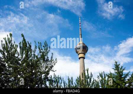 Die CCTV-Tower, China Central Television tower, Peking, China.and ist es das höchste Bauwerk in Peking. Stockfoto