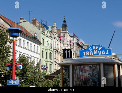 Cafe Tramvaj am Wenzelsplatz, Prag, Tschechische Republik Stockfoto