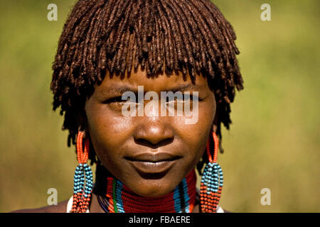 Hamer-Bannaa Frau, Omo River Valley, Äthiopien. Stockfoto