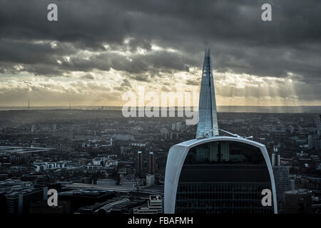 Blick über London Stadtbild, Walkie Talkie und der Shard Stockfoto