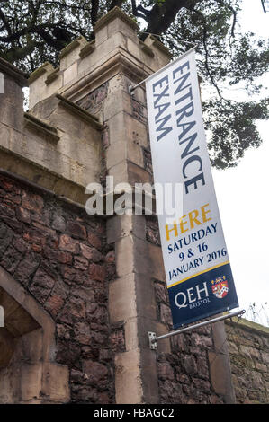 Queen Elizabeth Hospital School anmelden Werbung Aufnahmeprüfung in Bristol, England, UK Stockfoto