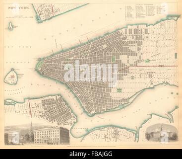 NEW YORK CITY. Antike Stadt Karte Stadtplan. Manhattan Brooklyn Jersey. SDUK 1844 Stockfoto