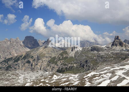 Panoramablick auf Tre Cime Stockfoto