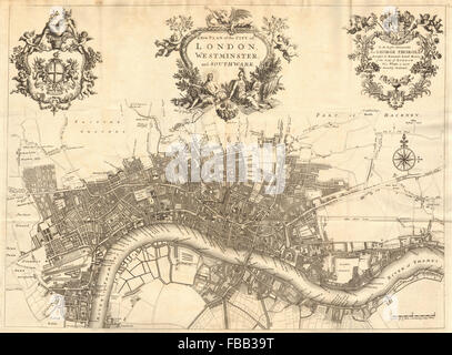 "Neuen Plan von der City of London, Westminster & Southwark". STOW/STRYPE 1720 Karte Stockfoto