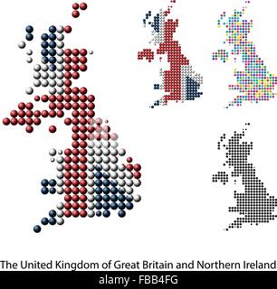 UK, Großbritannien Karte Vektor Farbe punktiert design Stock Vektor