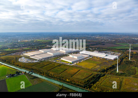 Luftaufnahme, IKEA Logistik Zentrum Dortmund-Ellingshausen, Möbel-Gruppe, Möbel-Discounter, Verteilzentrum, weiß Stockfoto