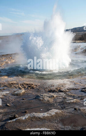 Der große Geysir im Haukadalur Tal in Island Stockfoto