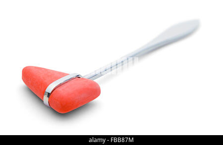 Rote medizinische Reflexhammer Isolated on White Background. Stockfoto