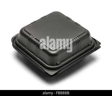 Schwarzer Kunststoff Take Out Box Isolated on White Background. Stockfoto