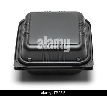 Schwarzer Kunststoff Take Out Box Isolated on White Background. Stockfoto