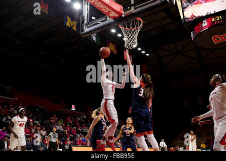 Piscataway, New Jersey, USA. 13. Januar 2016. Rutgers Guard, KAHLEAH Kupfer (2), fährt in den Korb gegen Illinois in einem Spiel bei der Rutgers Athletic Center in Piscataway, New Jersey. © Joel Plummer/ZUMA Draht/Alamy Live-Nachrichten Stockfoto