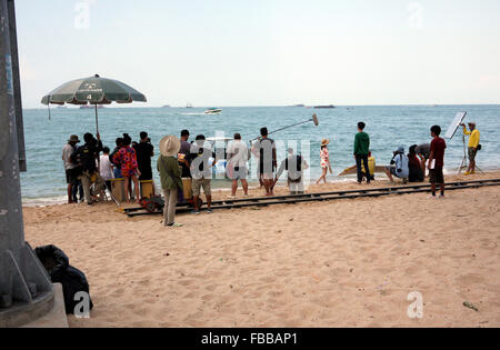 Eine Szene aus einem Thai Seifenoper gefilmt am Strand von Pattaya Thailand Stockfoto