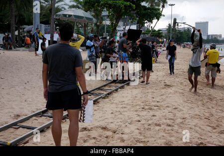 Eine Szene aus einem Thai Seifenoper gefilmt am Strand von Pattaya Thailand Stockfoto