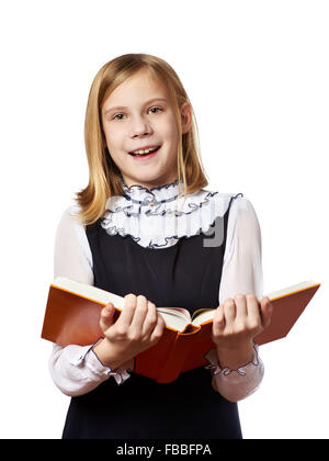 Schülerin ein Buch isoliert Stockfoto
