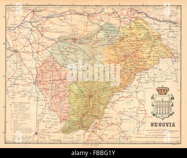 SEGOVIA. Castilla y León. Mapa Antiguo De La Provincia. ALBERTO MARTIN c1911 Stockfoto