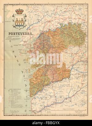 PONTEVEDRA. Galizien. Mapa Antiguo De La Provincia. ALBERTO MARTIN, c1911 Stockfoto