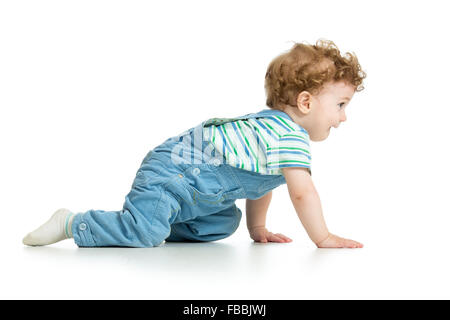 Crawling Baby. isoliert auf weißem Hintergrund Stockfoto