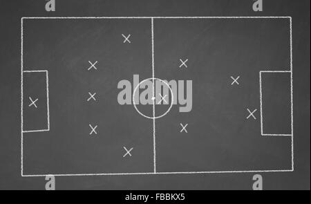 Fußballplatz mit Kreide auf die Tafel gezeichnet Stockfoto