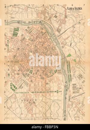 VALENCIA. Plano Antiguo De La Cuidad. Antike Stadt Plan. MARTIN, c1911 Karte Stockfoto