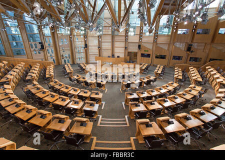 Sitzungssaal, Schottisches Parlament, Holyrood, Edinburgh. Schottland Stockfoto