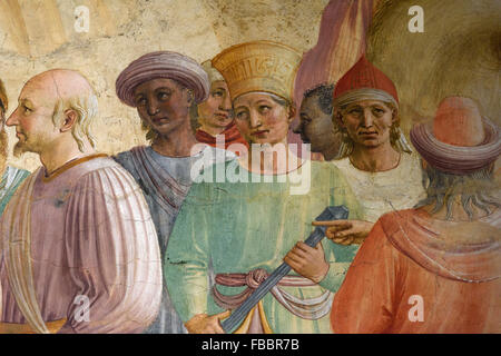 Florenz. Italien. Die Anbetung der Heiligen drei Könige (ca. 1440) fresco(detail), Museum von San Marco. Stockfoto