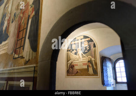 Florenz. Italien. Fresken in der Schlafsaal der Mönche, Museum von San Marco. Stockfoto