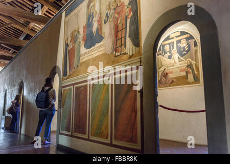 Florenz. Italien. Fresken in der Schlafsaal der Mönche, Museum von San Marco. Stockfoto