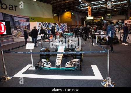 Birmingham, Vereinigtes Königreich. 14. Januar 2016. Der F1-Anzeige bei Autosport Intenational präsentiert eine Auswahl von F1-Autos Credit: Steven Reh/Alamy Live News Stockfoto