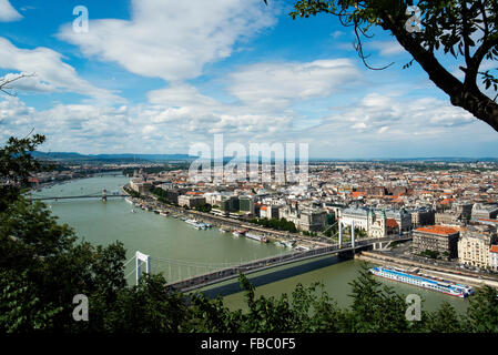 Blick vom Gellertberg. Donau, Budapest, Ungarn, Stockfoto