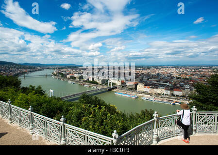 Blick vom Gellertberg. Donau, Budapest, Ungarn, Stockfoto