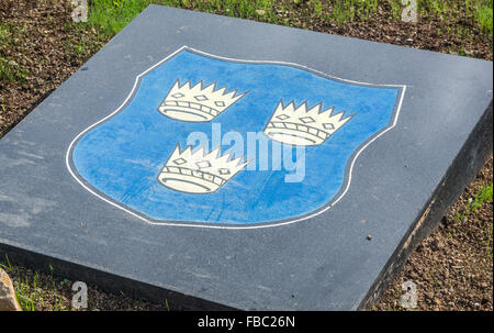 Provinzielle Fahne von Münster am Stein arbeiten in IRA Memorial Garden in ST. James Bereich von Belfast. Stockfoto