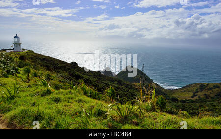 Cape Reinga/Te Rerenga Wairua, Leuchtturm an der Nordspitze Neuseelands Stockfoto