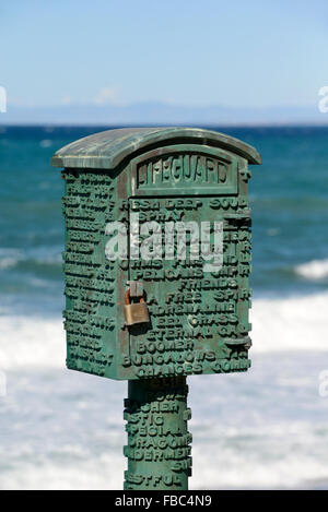 Rettungsschwimmer-Box am La Jolla Cove, San Diego, Kalifornien Stockfoto