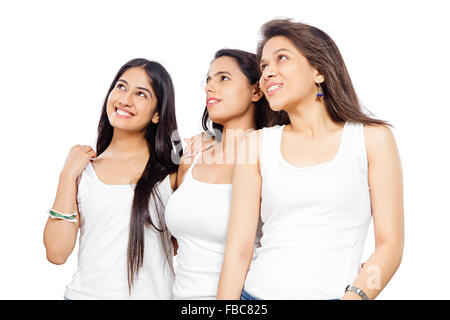 3 indische schöne junge Womans Freunde denken Stockfoto