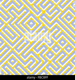 Raster nahtlose blau gelb weiße geometrischen Labyrinth Farbmuster Stockfoto